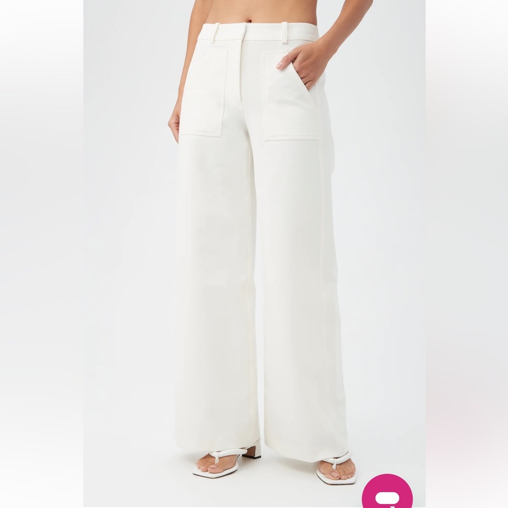 Trina Turk Elegant Ukelele Whitewash  Wide-Leg Pants